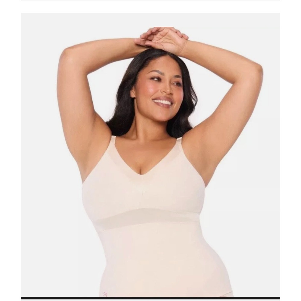 Ruby Ribbon Athena Cami Sz 34 Pale Nude Wireless Adjustable Stretch